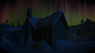 The Foreman's Retreat during the aurora.