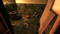 The dam bathroom, including a corpse with the Admin Office Key and the Distress Pistol case
