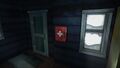 A first aid kit on the wall of Trapper's Homestead